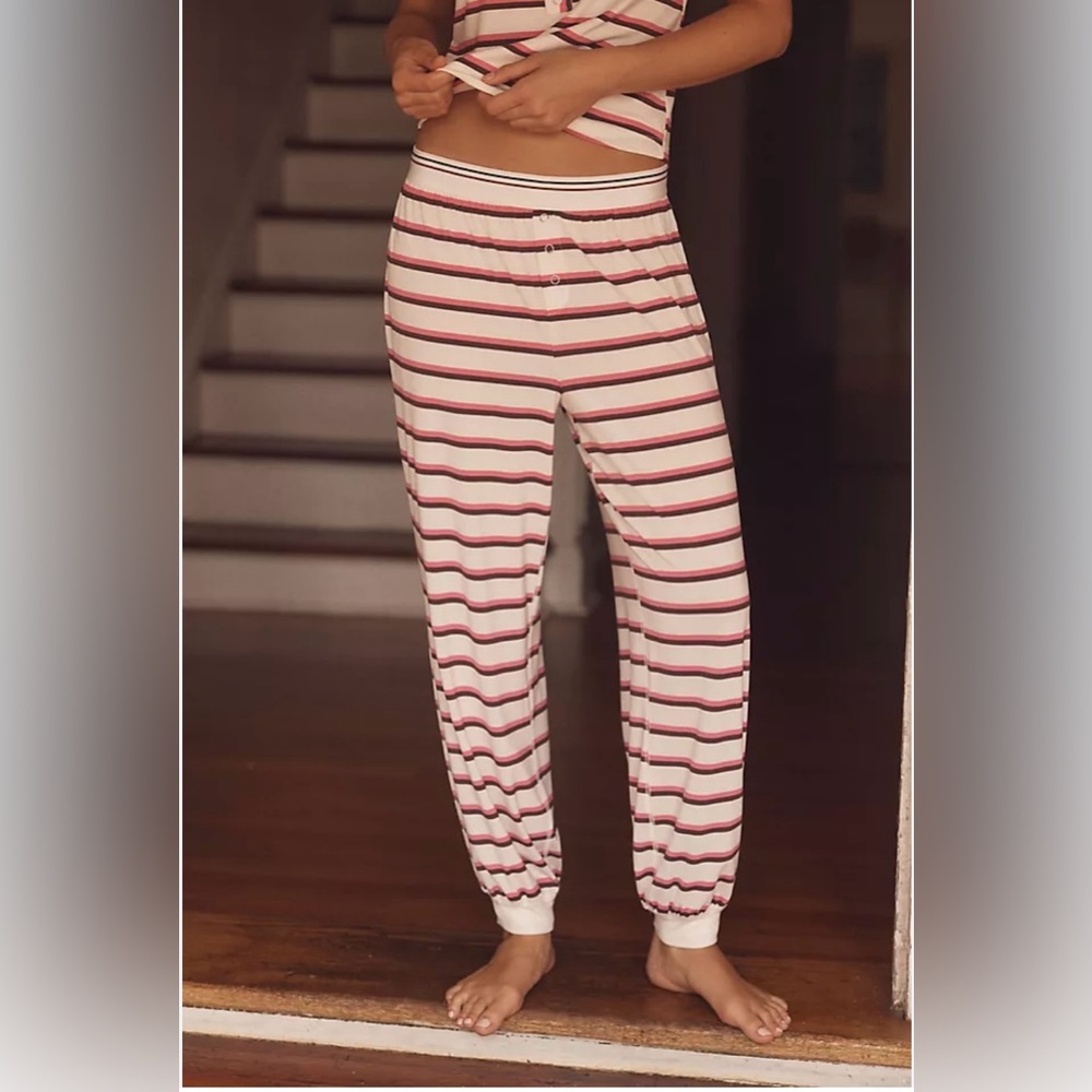 Lyrebird/Anthropologie ModaLuxe Slouchy Joggers in Orchard Stripe Combo XS. NWT